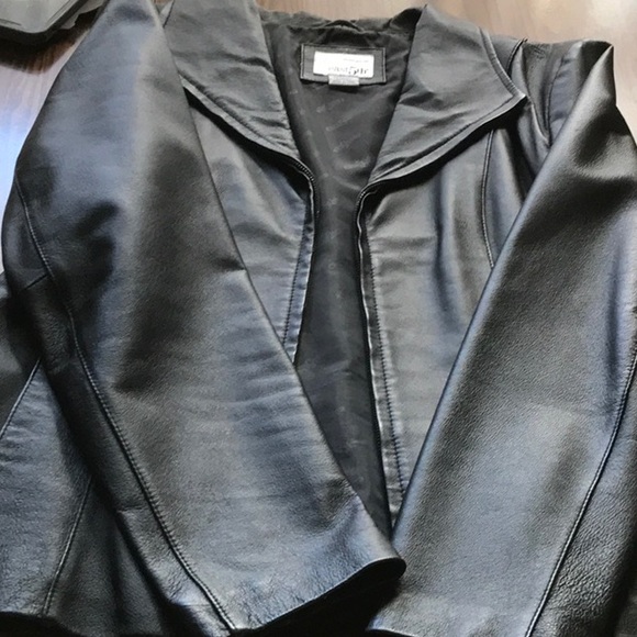 Jacket leather black Medium zip - Picture 5 of 7